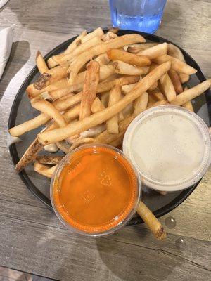 Ponyshoe with Grilled Chicken Breast and a side of buffalo sauce and ranch dressing