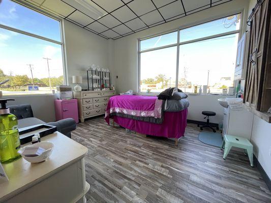 Salon with beautiful window view