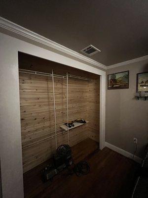 Adding cedar to closet and trim