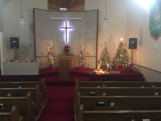 Sanctuary decorated for Christmas