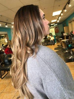 Balayage Highlights 
By: Erica