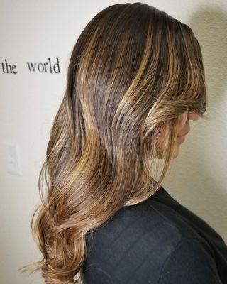 Side view of Balayage and highlights by Ashley