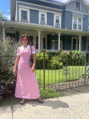 Vintage 1970s Poly Knit Piggie Dress and me. It's my favorite dress ever.