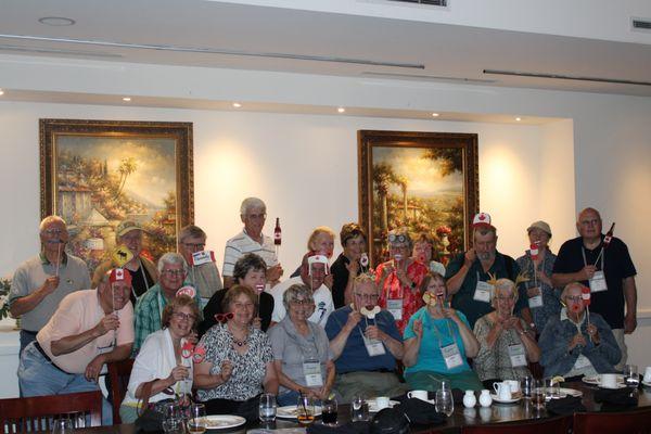 Our Lake Ontario, Montreal and Niagara Falls group tour having some fun after their meal.