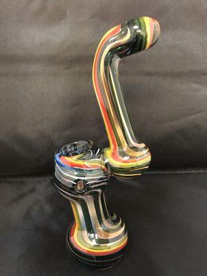 Gold Fumed Bubbler with Rasta Strips