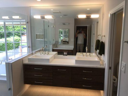 Custom built Floating vanity for master bath remodel.