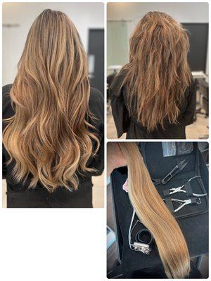 Touch up grays,hair treatments, Keratin treatment and 22inches weft extensions in 2 visits.