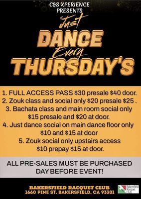 Price packages for Thursday's