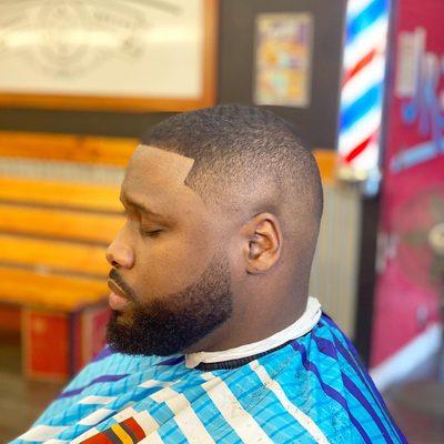 Mid bald fade w/ beard trim