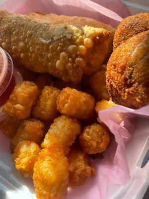 Sampler with tator tots