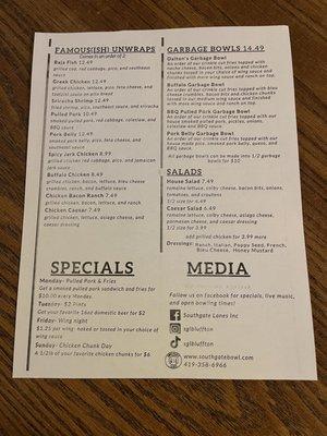 Menu as of 11/27