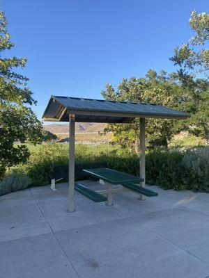 A private, covered, picnic table.