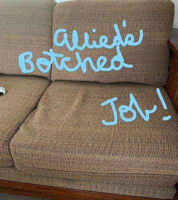 Allied's Botched job with soggy 6" cushions.  $292.55