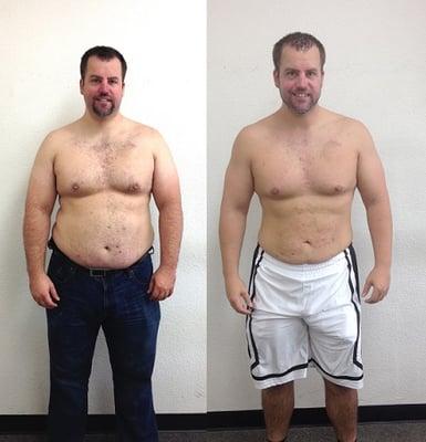 Client lost over 40 lbs in 3 months!  How?  By SHOWING UP and working with the best trainers around.