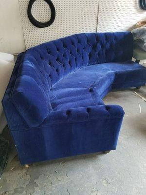 Finish of blue sofa!