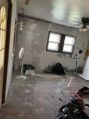 During kitchen remodeling drywall finishing