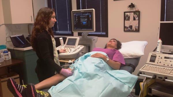 Sheryl performing a LEAS ultrasound!