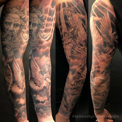 Black and gray Sleeve done by Resident artist Roberto Castillo