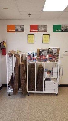 We have packing and moving supplies for sale in the front office as well as locks for your unit!