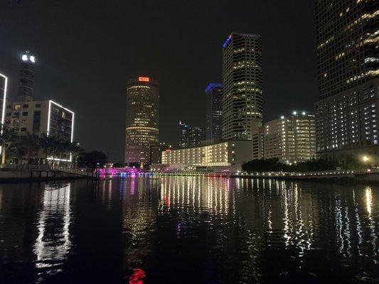 Downtown Tampa going north on the river