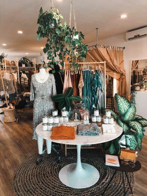 candles, houseplants and apparel