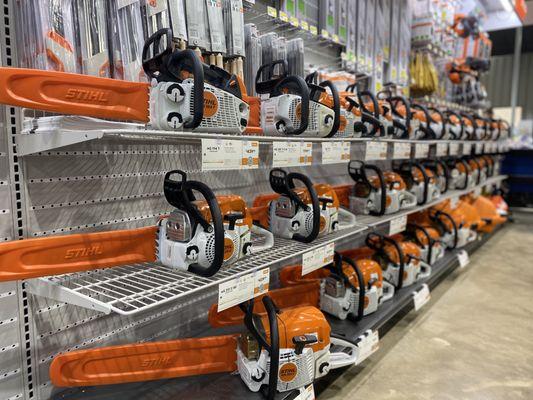 Check out all of these STIHL chainsaws! Our service department will get your new purchase registered, and serviced for you!