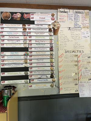 The extensive soft serve and ice cream menu.