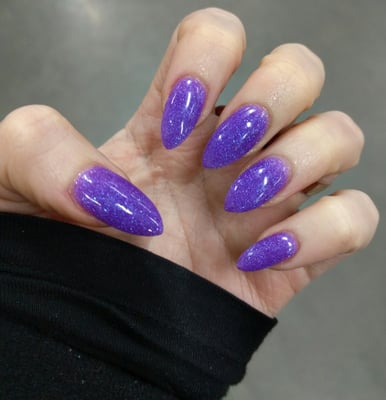 ANC dip over natural nails. Color is 125 sparkling violet.