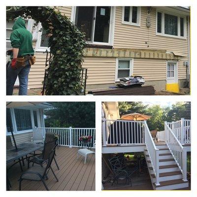 Full renovated and extended framing for new composite decking boards and railings