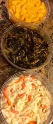 Coleslaw, Greens & Mac&Cheese