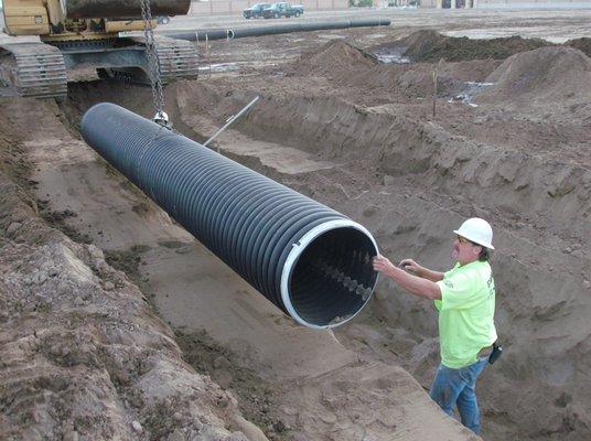 HDPE plastic pipe installation