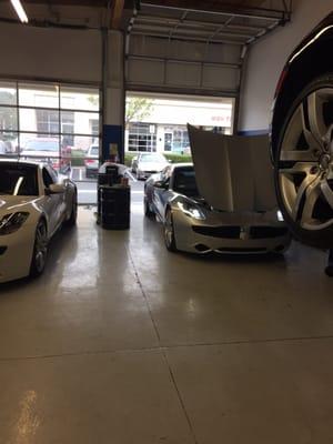 My Fisker at Alex's shop.