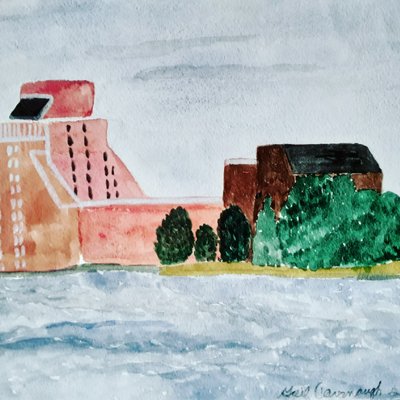 Hotel on the Island 9 " x 12" watercolor