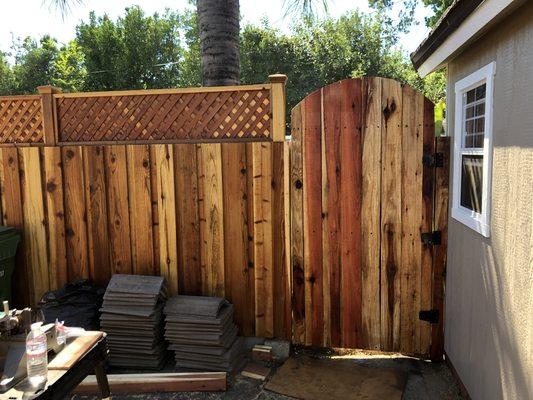 Custom redwood fence