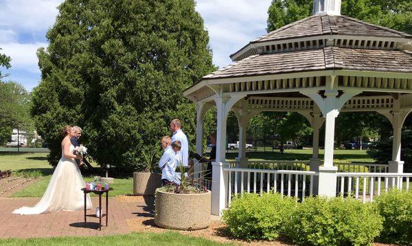 Beautiful wedding ceremony at romantic gazebo