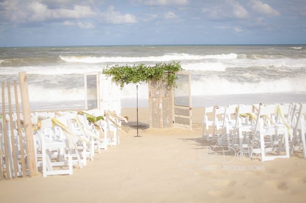 Salvaged door creation for beach ceremony