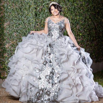 Designer Quinceañera dresses available.