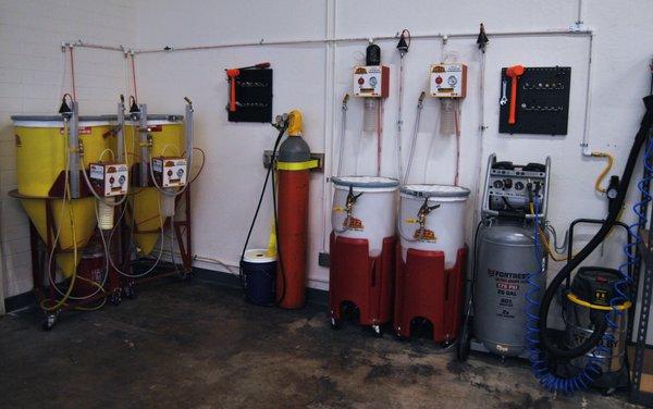 HIGH VOLUME RECHARGING OF DRY CHEMICAL, WET CHEMICAL AND CLEAN AGENT FIRE EXTINGUISHERS