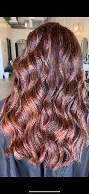 Copper highlights with copper red color