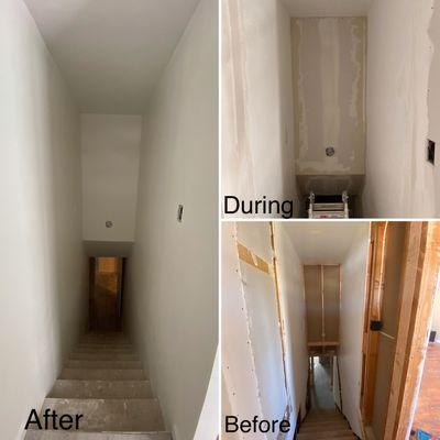 Our services provided include: demolition, framing, drywall, texture, trim installation & door installation. #handyman #carpentry #drywall