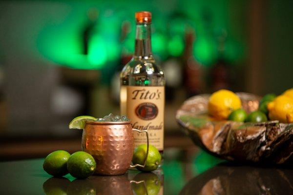 "Austin Mule" cocktail mixed up by @thesouthernmixologist
  Titos Vodka, Lime Juice, Ginger Beer w/ lime wedge