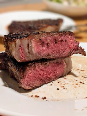 USDA Prime beef ribeye steak dinner, cooked from steaks from this Costco. $19.99/lb.