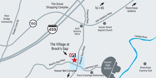 OS1 is conveniently located in the Brocks Gap area of Hoover, AL near Hoover High School.