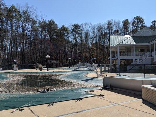 A look across the north pool during the winter.