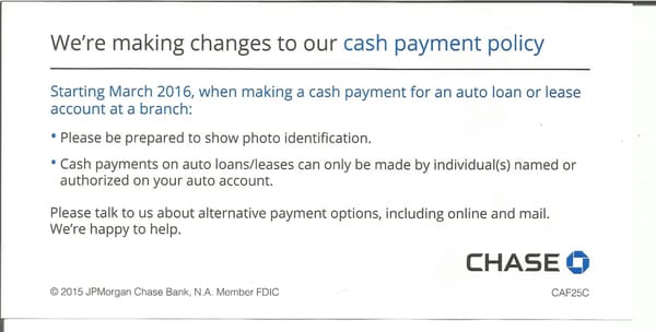 Chase yet again is doing their best to keep people out of their offices.  First they get rid of all the tellers now this.