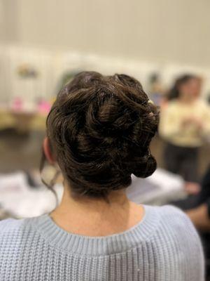 Wedding hair done live at the RI bridal show and wedding expo