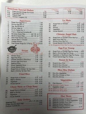 Updated menu