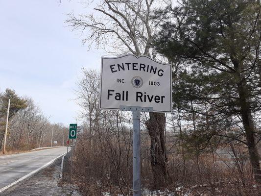 Entering Fall River. Westport in the distance.