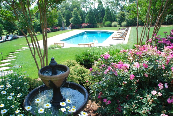 "Relaxing by the Pool"  - Pool, Deck, Fountain, and Landscaping in Leesburg, VA