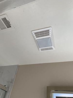 Newly installed fan (there were no fans previously) with light, fan and heater.